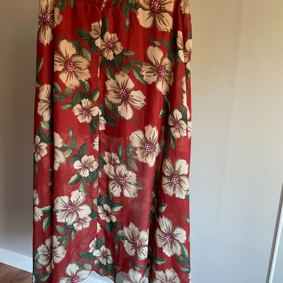 Red Floral Maxi Skirt - Picture 4 of 4